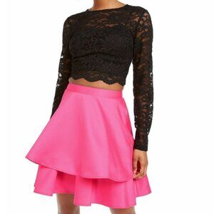 City Studio Hot Pink Tiered Ruffle Circle Skirt 7